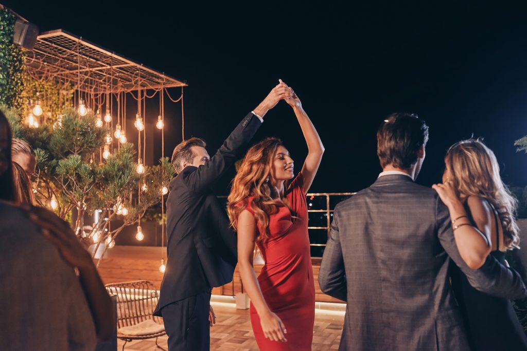 Dancing in a red dress